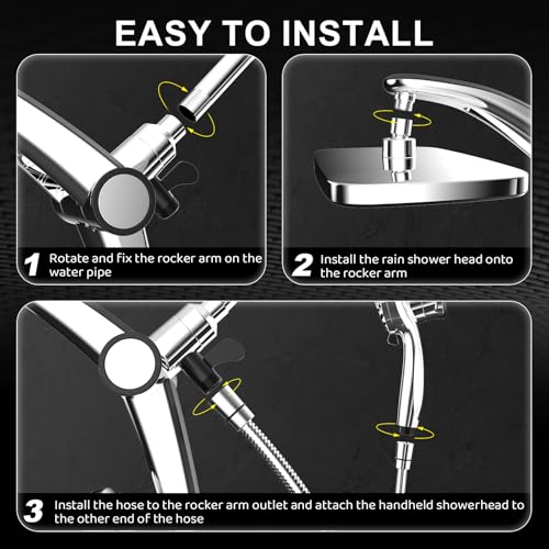 12 Inch High Pressure Rain Shower Head with Handheld Spray Combo
