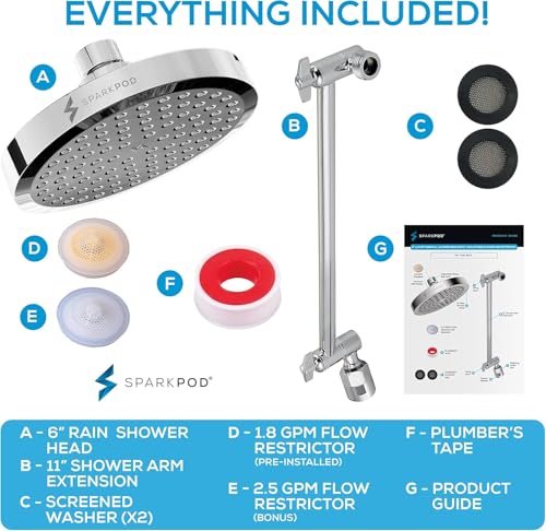 6" Round Rain Shower Head with 11" Shower Arm