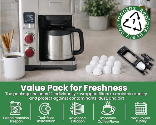 12 Pack WGCM350 Activated Carbon Water Filter Pods Replacement for Wolf Gourmet Coffee Maker System (12 Count)