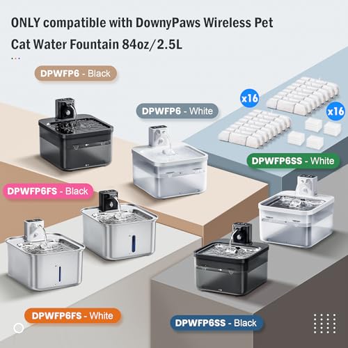 16 Packs Replacement Filters for DownyPaws Battery Operated Cat Water Fountain DPWFP6 (16 Count)