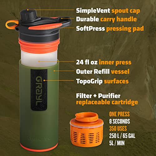 GeoPress 24 oz Water Purifier & Water Filter Bottle
