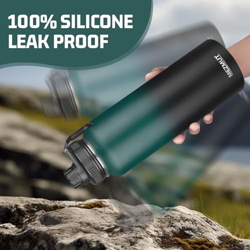 40oz Large Metal Sports Insulated Water Bottle with 2 Lids