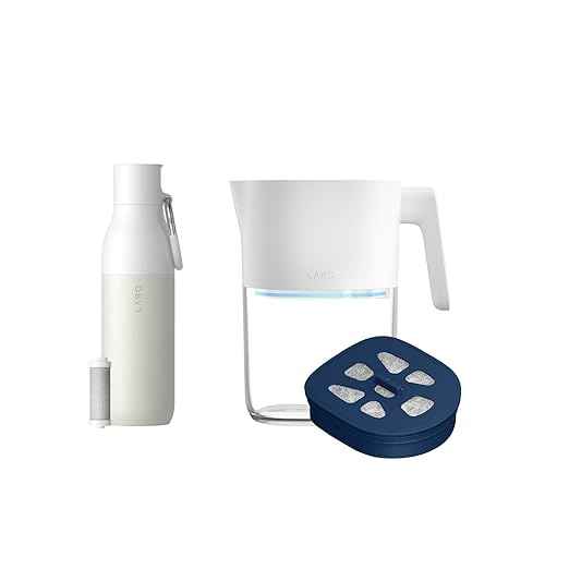 LARQ Total Filtration Bundle Set - Pitcher PureVis 1.9L, Self-Cleaning UV Water Filter Pitcher for Tap, Drinking Water and Filtered Insulated Water Bottle 25 Oz - Long-Lasting Filters, BPA Free