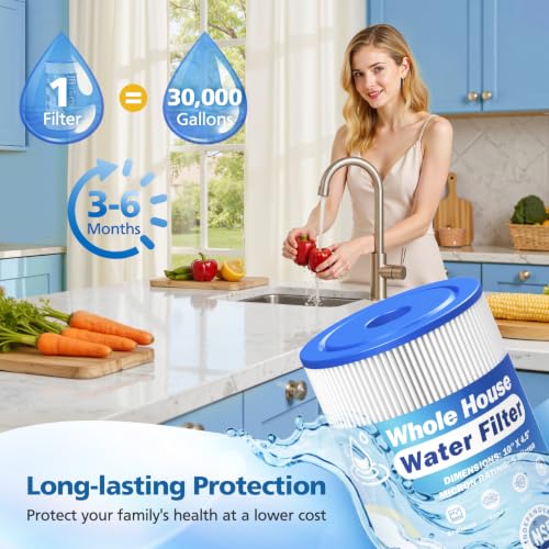 5 Micron 10" x 4.5" Whole House Water Filter Compatible with GE FXHSC (4 Count)