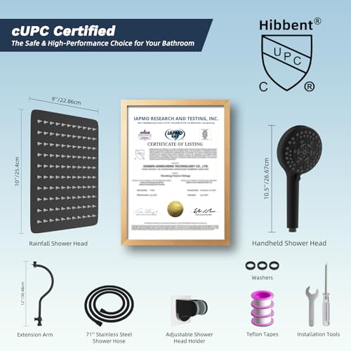 All Metal cUPC Certified High Pressure Rainfall 10'' Shower Head