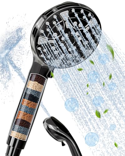 High Pressure Shower Head with Handheld Filtered Shower Head for Hard Water 10 Spray Modes Detachable Shower Head with 71