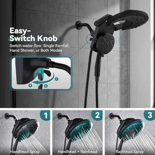 Foldable Rainfall Shower Head 9 Spray Settings
