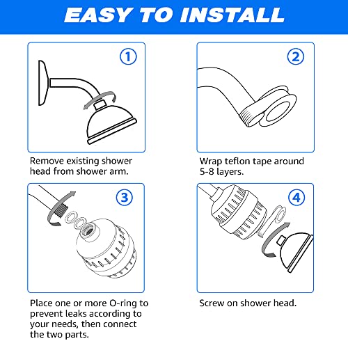 15 Stage Shower Head Filter Water Filter for Hard Water Black