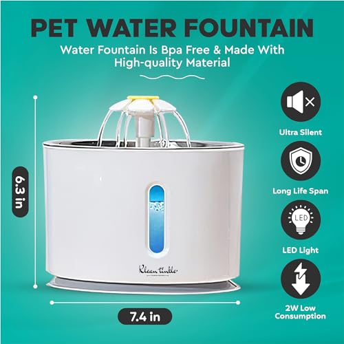 LED Automatic Pet Drinking Fountain Dispenser Bowl 2.4L