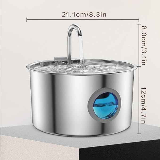 Dog Water Bowl, 2026 New Dog Water Fountain, 3.2l Filtered Water Bow with Continuous Circulating Water Flow, Stainless Steel Easy-to-Clean, Quiet Operation, Water Bowl for Dogs/Cats (Bowl+4 Filter)
