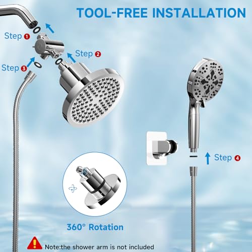 Filtered Shower Head With Handheld Spray Combo for Hard Water