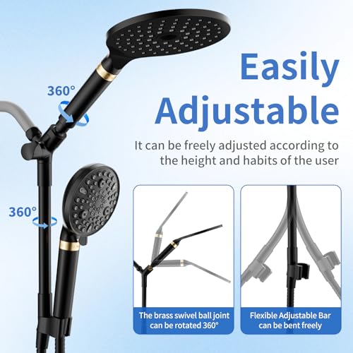 Dual Shower Heads with Handheld Spray Combo Black