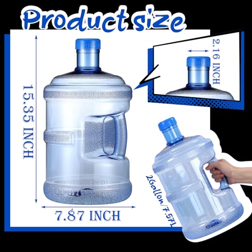 2 Pieces Water Jugs Round Plastic Water Bottle With Handle Screw Cap Reusable Large Capacity Bottle For Camping Outdoor Travel Gym Use (2 Count)