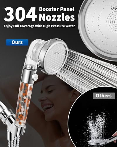 Filtered Shower Head for Hard Water with Stop