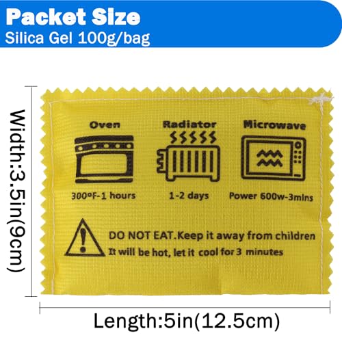100g Rechargeable Desiccant Silica Gel Beads Pack Lab Desiccants Bag Rechargeable Moisture Absorbing for Storage Bins and Totes