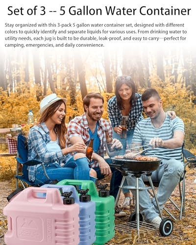5 Gallon Camping Water Jug with Spigot (3 Count)