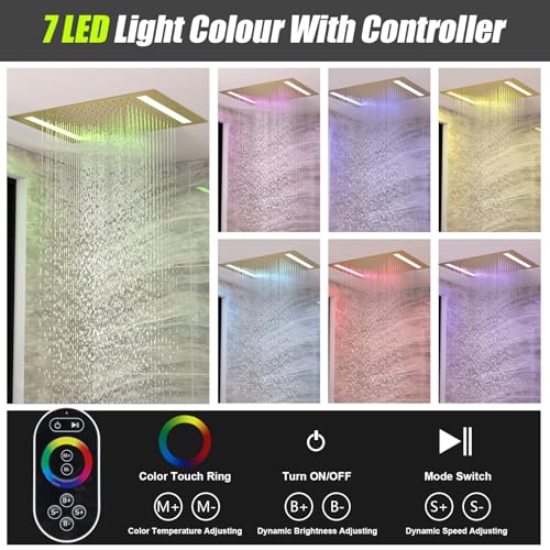 14x20 Inch LED Rainfall Shower Head