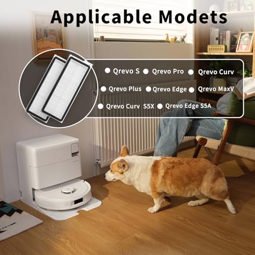 4Sets）Replacement Washable HEPA Filter Compatible With Roborock QRevo S