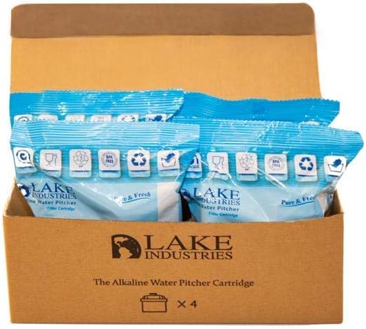 Alkaline Water Pitcher Cartridge Replacement | 150 liters/40 Gallon Capacity | Pure Clean Hydration | 4-Pack