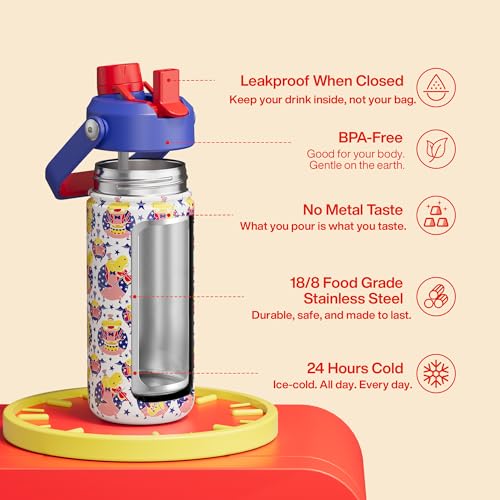 Kids Insualated Water Bottle with Straw