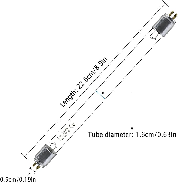 Coospider 6W UV Bulb with Ozone for 6w lamp, Replacement T5 Bulbs, 2 - Pack, 110V