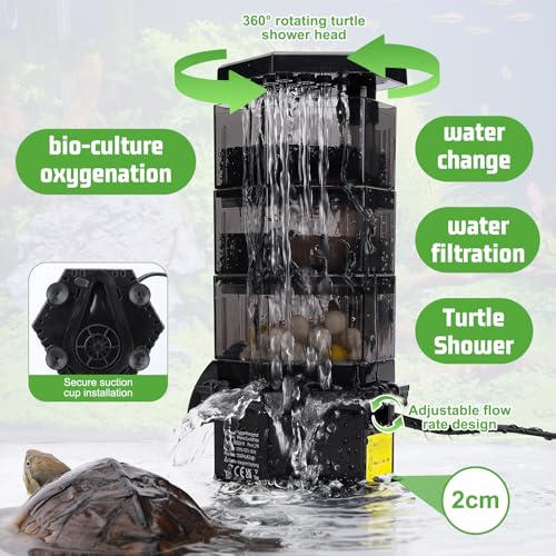 Turtle Tank Filter with Adjustable Flow for Reptiles Frogs