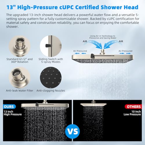 13'' 5 spray Rain Shower Head