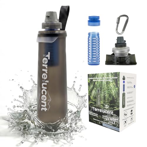 Collapsible Water Filter Bottle with Carabiner
