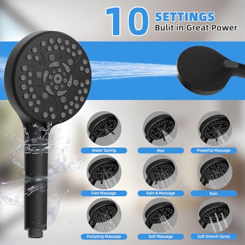 8" Metal Rainfall Shower Head with 10