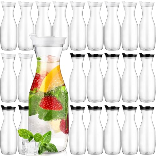 24 Pcs Plastic Water Carafe with Lid 32 Oz Clear (24 Count)