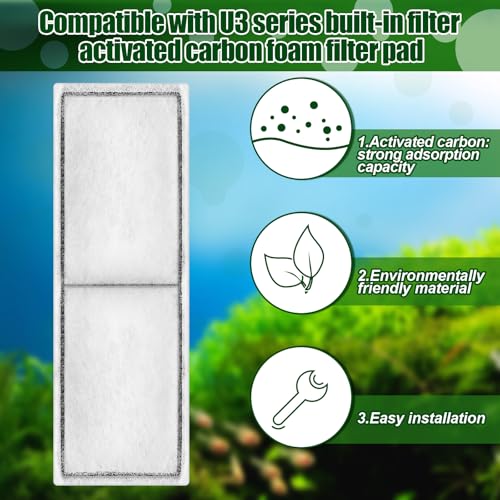 4 Pcs Carbon Filter Foam Pad Compatible with U3 Filters Aquarium (4 Count)