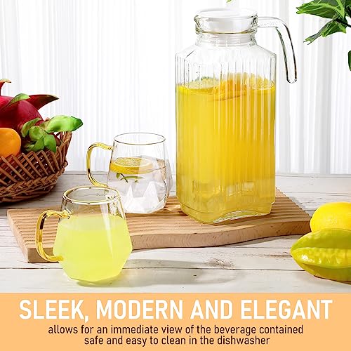 4 Pieces 60 oz Glass Pitcher with Lid Fridge Juice Glass Water Pitcher Beverage Drink Containers Jug for Fridge Iced Tea Lemonade Milk Cocktails Cold (4 Count)