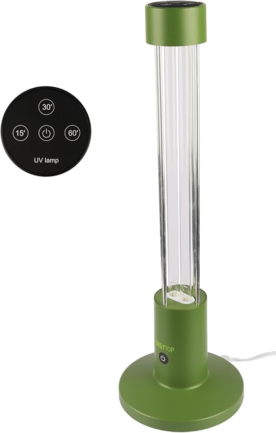 60W UV Light Sanitizer, Ozone-Free Home Disinfection Device for Haloclean UV, 254nm UVC Lamp Odor Eliminator for Whole Room, Ultraviolet Light with 3-Speed Timing and Remote