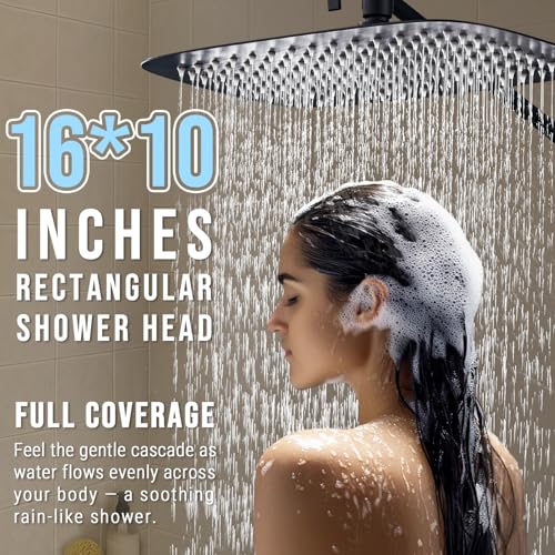 All Metal 16" Rain Shower Head with Handheld for Bathroom Upgrade