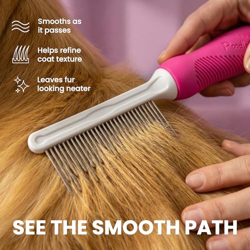 Poodle Pet Detangling Pet Comb with Long & Short Stainless Steel Teeth for Removing Matted Fur