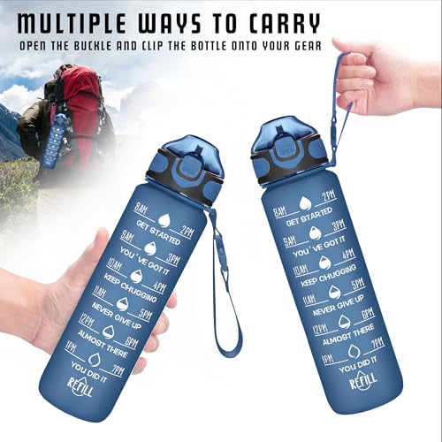 32 oz Water Bottle with Times to Drink and Straw