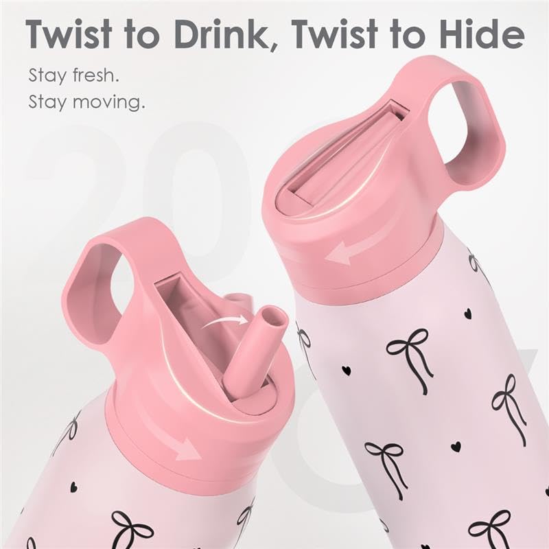 Bow Insulated Stainless Steel Water Bottle with Twist Lid 20oz