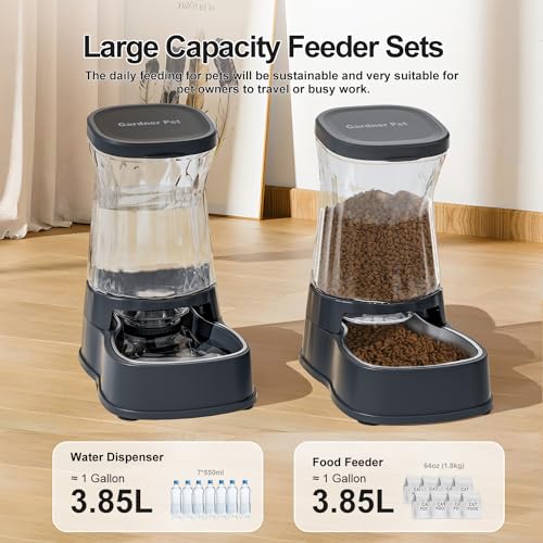 Automatic Dog Water Dispenser Gravity Stainless Steel Waterer & Food Feeder Set