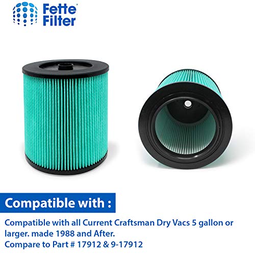 17912 & 9 17912 Hepa Replacement Filter Compatible Craftsman High Efficiency Particle Hepa Filter for Shop Vacuums 5 Gal Plus Part # 17912 & 9 (912 Count)