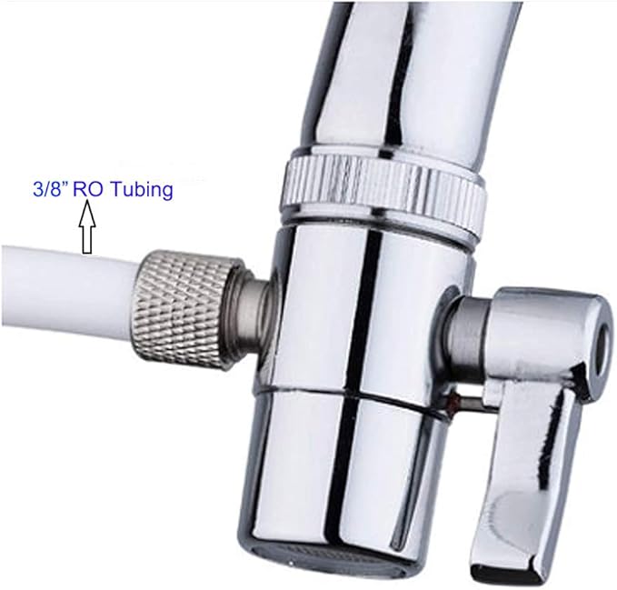 Faucet Diverter Valve with Aerator M22 Female Thread, Faucet Adapter for Tubing,Faucet Connector for Water Diversion,Faucet Tap for Countertop water Filter (Fits Single Way 3/8" OD Tubing)