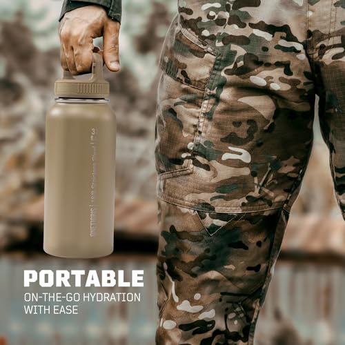 32oz Insulated Tactical Water Bottle with Straw & MOLLE Sleeve