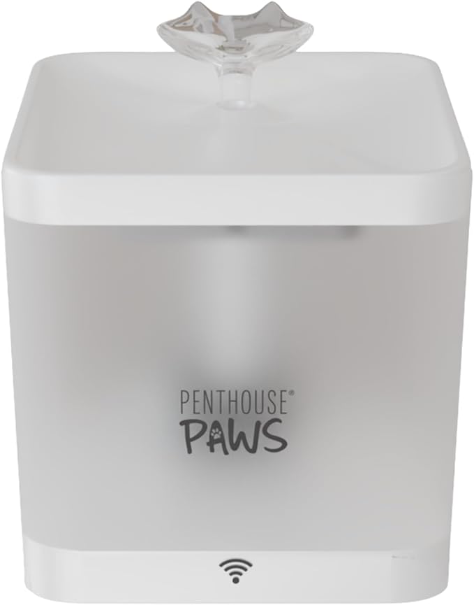 Penthouse Paws Smart Cat Water Fountain 2.2L, App Controlled Automatic Water Dispenser, Ultra Quiet Pump, 5-Stage Filter, Whisker Friendly Bowl, for Cat & Dog, White