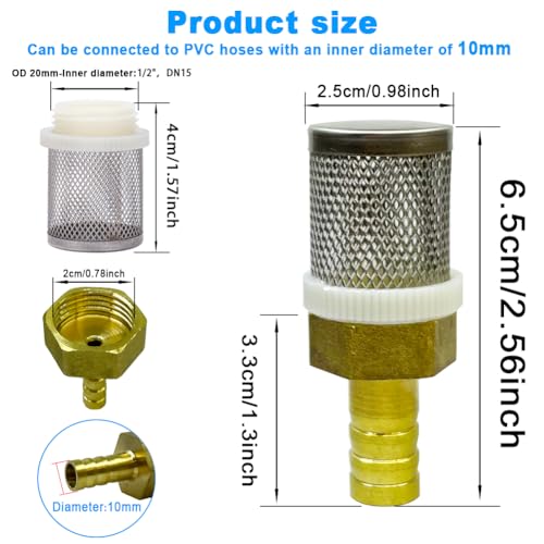 Stainless steel filter copper tube joint 10mm diameter hose connection
