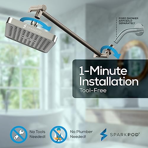 6" Square Rain Shower Head with 16" Shower Arm