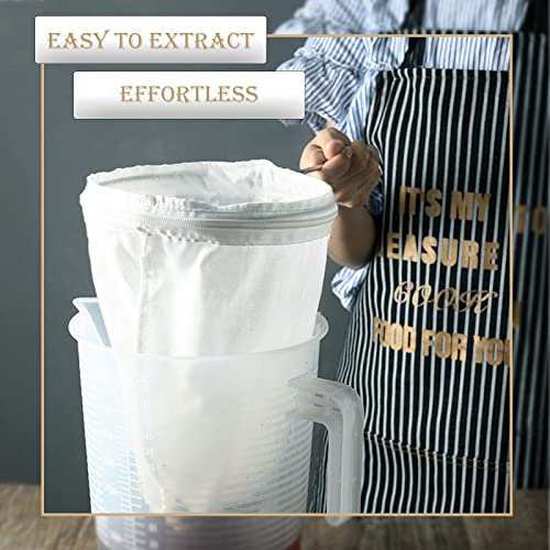 Ultra Fine Mesh Strainer Bag Reusable Food Grade Filter Zipper Bags with Stainless Steel Handle for Filter Coffee Tea Milk Juice Oil (4 Count)