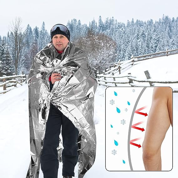 Emergency Mylar Thermal Blankets 4 Packs Survival Kit 84''x55'' (4 Count)