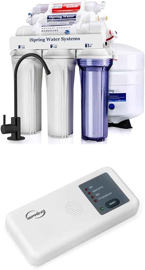 iSpring RCC7AK-BLK, NSF/ANSI 58 Certified, Alkaline 6-Stage Reverse Osmosis System with Stylish Black RO Faucet, pH+ Remineralization RO Water Filter System Under Sink