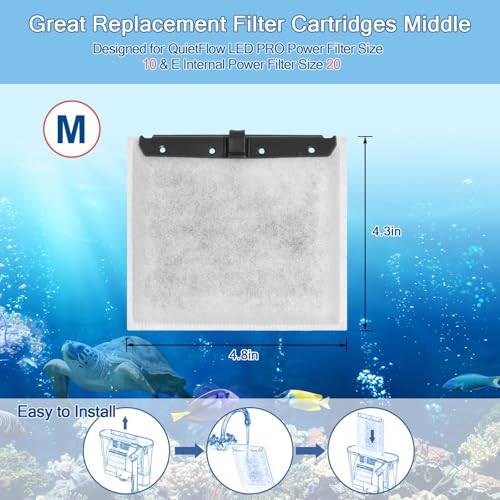 10 Pack Medium Aquarium Filter Cartridges for Filter Size 10 & E Internal Power Filter Size 20 (30 Gram)