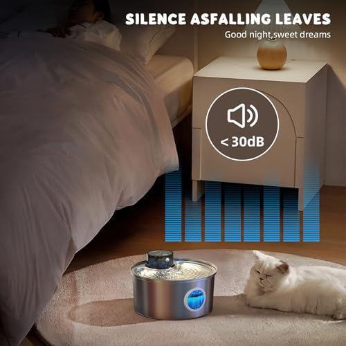 PWL 003 Smart Motion Sensor Cordless Stainless Steel Dog & Cat Water Fountain