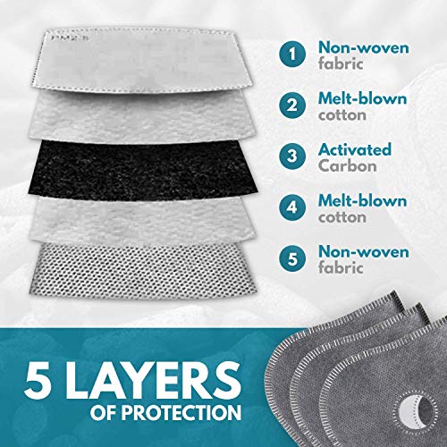 PM2.5 Activated Carbon Face Mask Filters (14 Count)